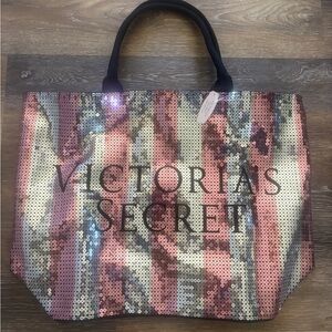 Victoria's Secret Glam Sequin Tote - Pink and Silver